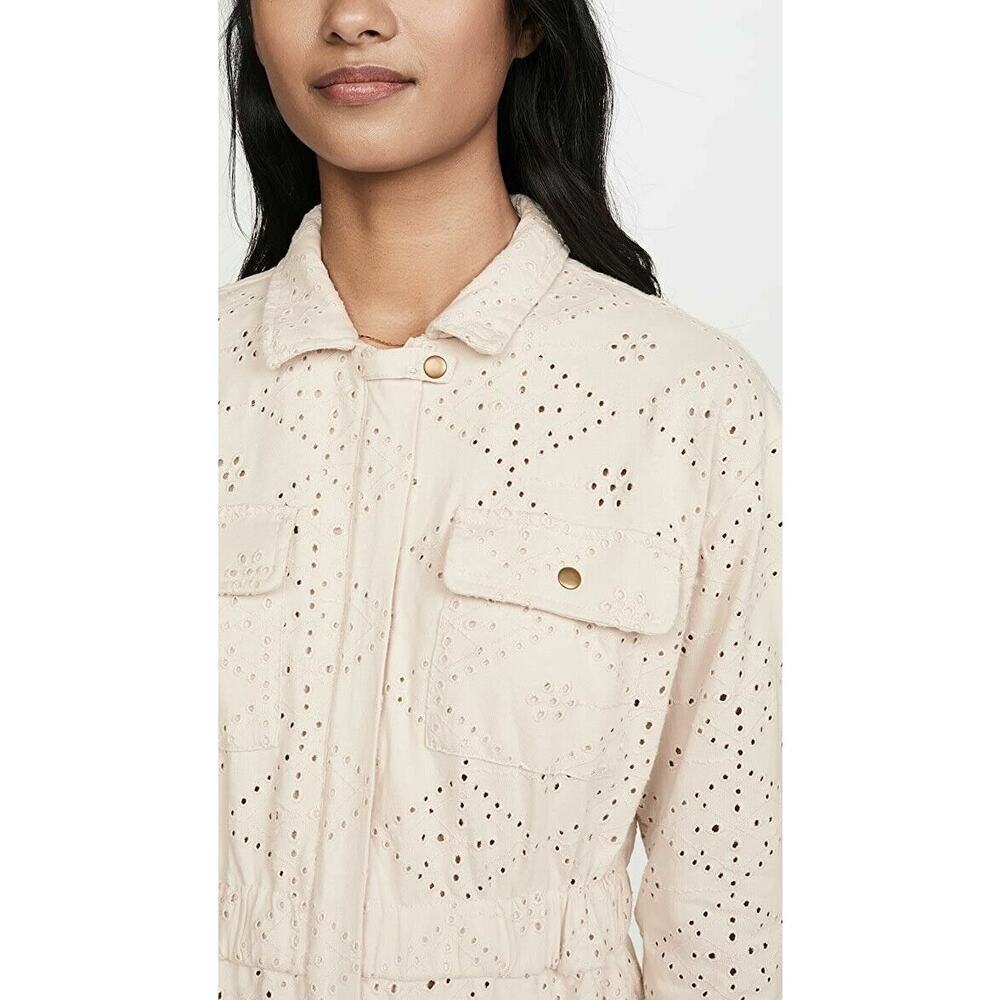 Free People Women’s Set The Tone Eyelet Jumpsuit Cream Size 12 NEW - Picture 3 of 12